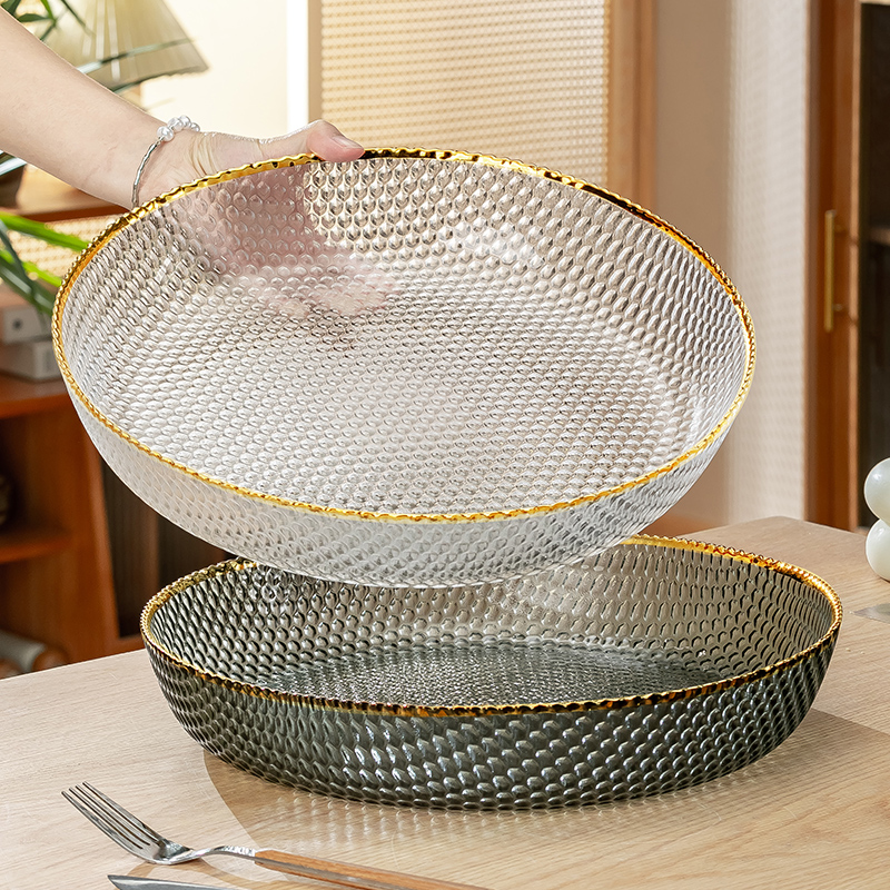 大号水晶玻璃水果盘家用零食果盆