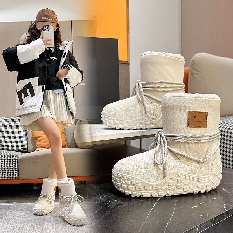 Snow boots women's 2025 winter super hot thickened warm shoes sleeves anti-slip big northeast boots waterproof cotton boots