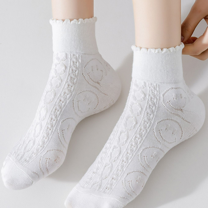 春夏季薄花边女木耳边乐福鞋