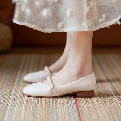 适合旗袍的鞋子女款夏秋季平底温柔适合配裙子的浅口鞋子舒适