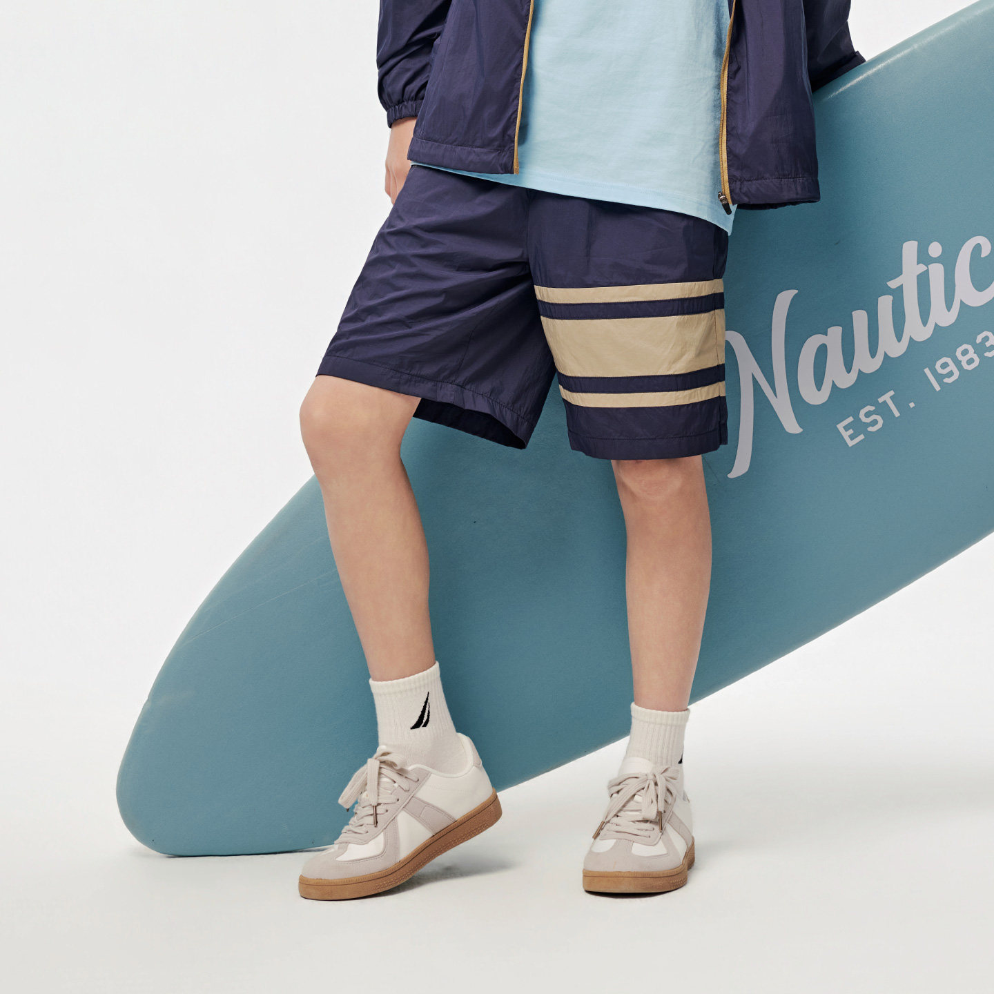 NAUTICA/诺帝卡童装 男童女童短裤2026春夏儿童短裤条纹运动短裤图片