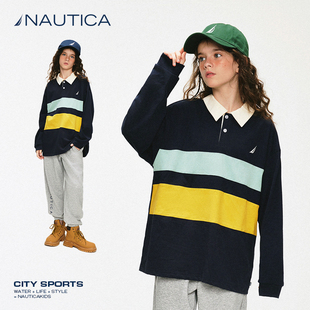 儿童美式 NAUTICA 重磅春秋季 诺帝卡童装 复古 男童女童条纹POLO衫