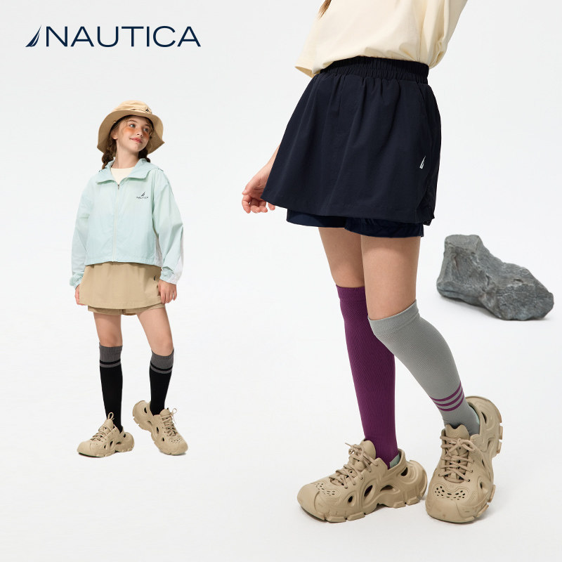 NAUTICA童装 女童高弹短裤夏季五分裤双层打底运动裙裤透气防泼水