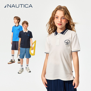儿童凉感珠地网眼T恤学院风格 NAUTICA童装 夏季 男童女童短袖 POLO衫