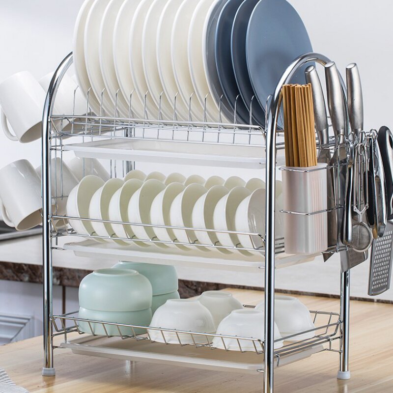 厨房放碗c和盘的架子漓碗架滴空水插干碗溺用搁碗架淋碗架家水厨
