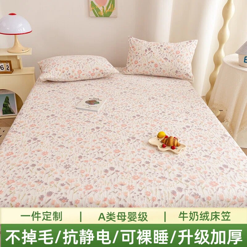 A类冬季加绒牛奶绒床笠冬天床罩图片