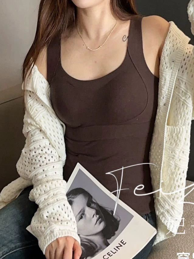 2025年新款秋冬保暖背心女士德绒一体式加绒加厚无痕内搭塑身上衣