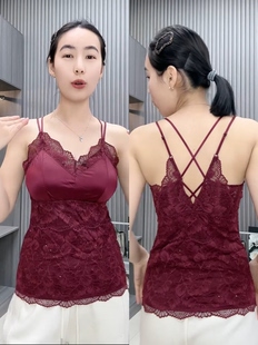 吊带背心女内衣2026春季蕾丝美背文胸一体式缎面聚拢冰丝无痕性感