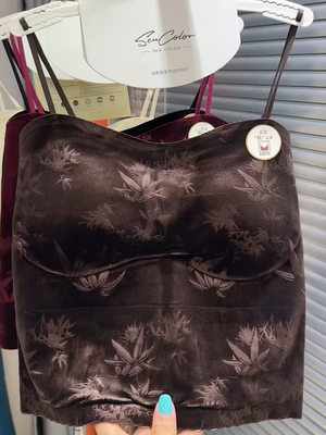 丝绒性感吊带胸垫防走光外穿法式美背固定聚拢一体式内衣免穿文胸