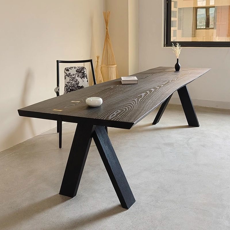 侘寂风白蜡木实木泡茶桌茶台碳化黑餐桌洽谈办公桌民宿接待长桌子,住宅家具,家用茶台/茶桌,淘宝优惠券,粉丝福利购,淘宝优惠卷