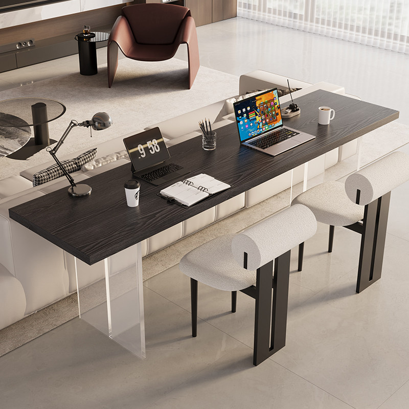 实木书桌横厅沙发后亚克力悬浮长条桌意式极简去客厅化双人学习桌,住宅家具,书桌,淘宝优惠券,粉丝福利购,淘宝优惠卷