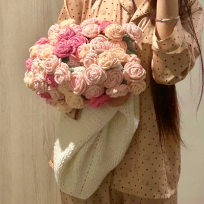 玫瑰花花束毯子编织diy