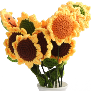 手工花束diy材料包向日葵毛线编织针织钩花绒线手工艺品diy教师节