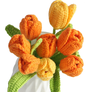 郁金香手工编织花束diy材料包针织朵毛线钩绒线花手工艺品自己做