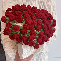 [Бархатный стиль] Бежевое римское одеяло с букетом красных роз [диаметр 100 см] Шифровая шерсть