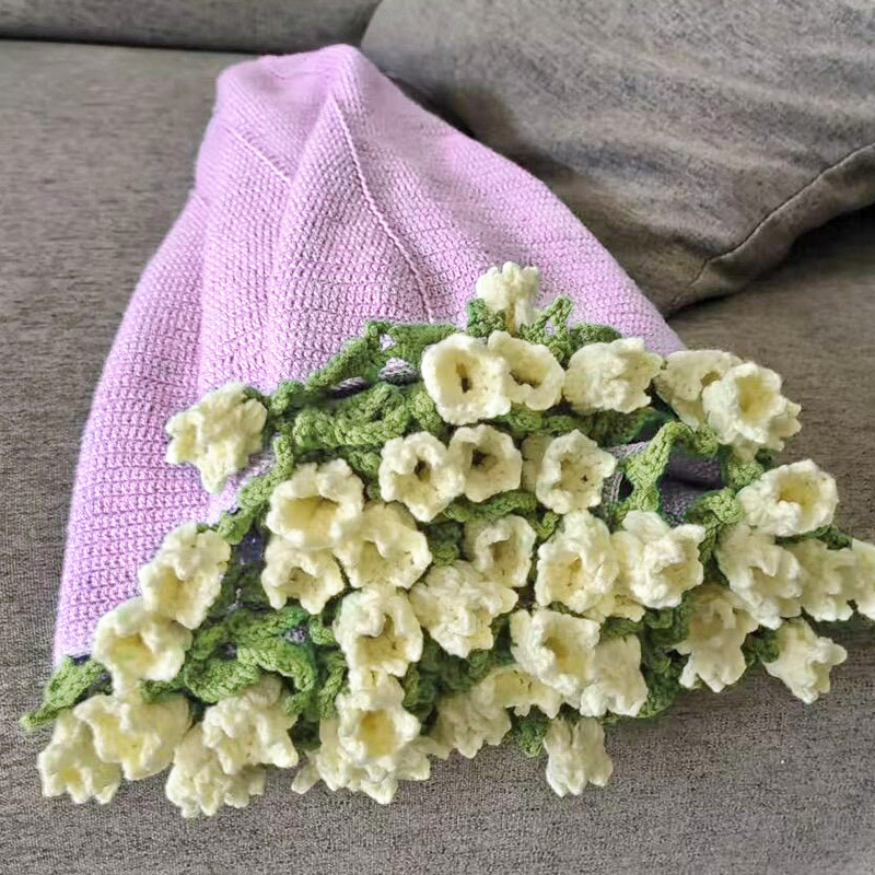 毛线玫瑰花束毯子手工编织diy毯子花朵材料包钩织花朵毛毯送女友