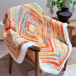 毯子编织diy段染色雪妃尔琉璃云毛线毛毯钩织材料包披肩diy不起球