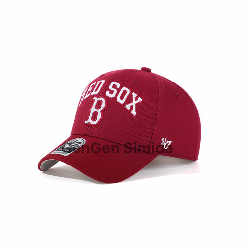 47brand MVP 硬顶酒红白标麦穗刺绣棒球帽复古美式复古鸭舌帽