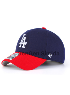 47brand MVP 硬顶红色拼藏青色刺绣LA棒球帽复古美式复古鸭舌帽