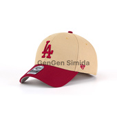 硬顶红色拼卡其纪念款 47brand MVP LA棒球帽复古情侣休闲鸭舌帽