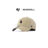 47brand小标硬顶LA卡其色棒球帽复古美式 情侣NY休闲情侣款 鸭舌帽