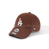 47brand 复古显脸小休闲情侣款 clean up大标LA软顶咖啡棒球美式