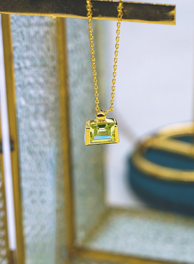 祖母绿切工橄榄石手提包S925吊坠