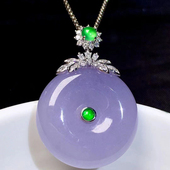 冰种紫罗兰吊坠镀S925银镶嵌伴钻玲珑福气时尚 高贵气质锁骨链女士