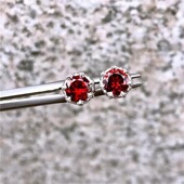 仿红宝石石榴石耳钉女款 镀S925银镶嵌新款 大气百搭潮流送女友礼物