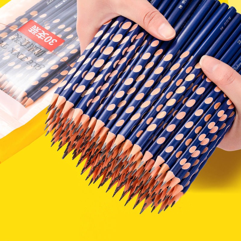 小学生文具三角杆写字笔HB洞洞