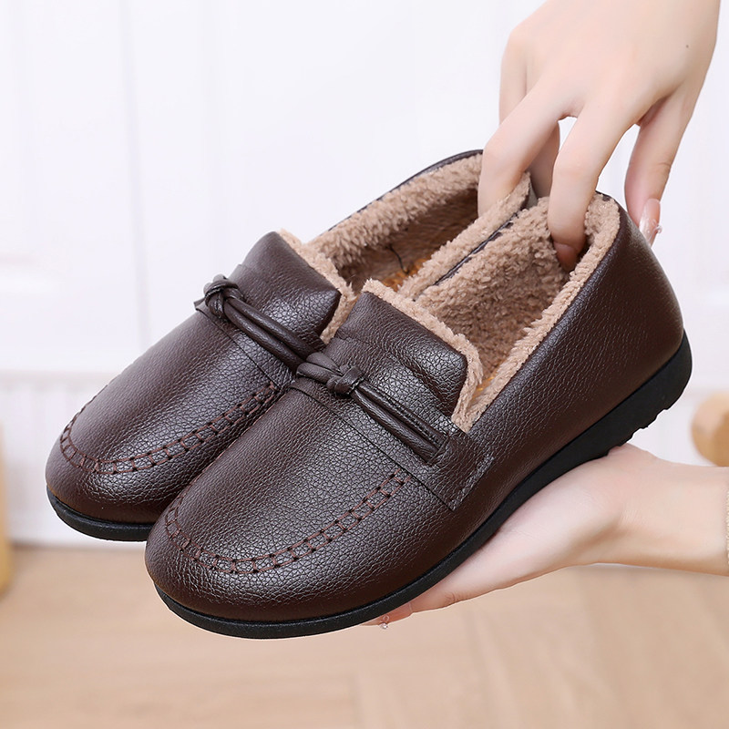 老北京棉鞋女冬季加绒保暖皮面软底防滑脚蹬百搭时尚豆豆妈妈棉鞋,女鞋,棉鞋,淘宝优惠券,粉丝福利购,淘宝优惠卷