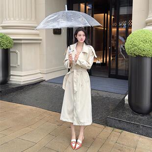 春秋季 风衣外套女中长款 高级感韩系大衣收腰外套 财阀风衣2.0