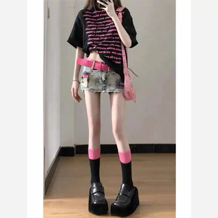 美式辣妹性感低腰牛仔超短裤裙女2024夏季新款修身包臀半身超短裙