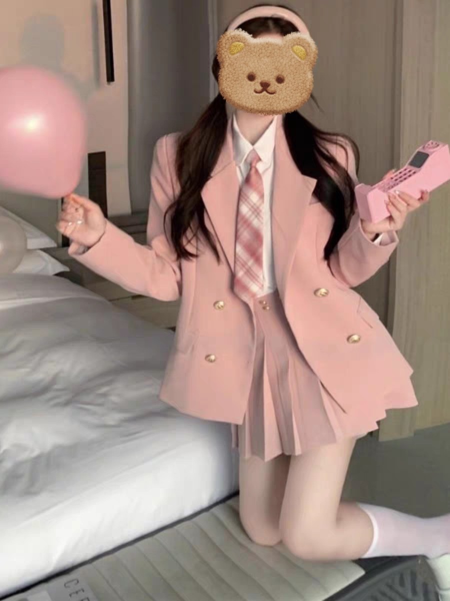 纯欲系少女学院风套装JK制服西装短外套百褶短裙衬衣ins三件套装