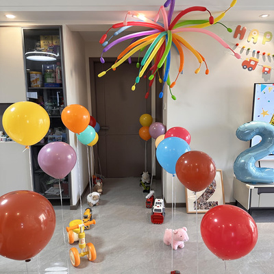 80cm复古乳胶气球无需氦气飘空吸盘支架立柱生日派对客厅装饰用品