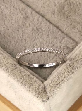 纯银单排钻镶钻戒指饰品