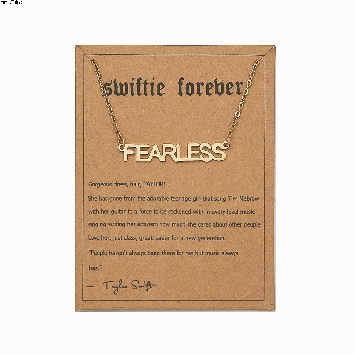 亚马逊 FEARLESS不锈钢金色刚色英文字母吊坠卡片女士项链