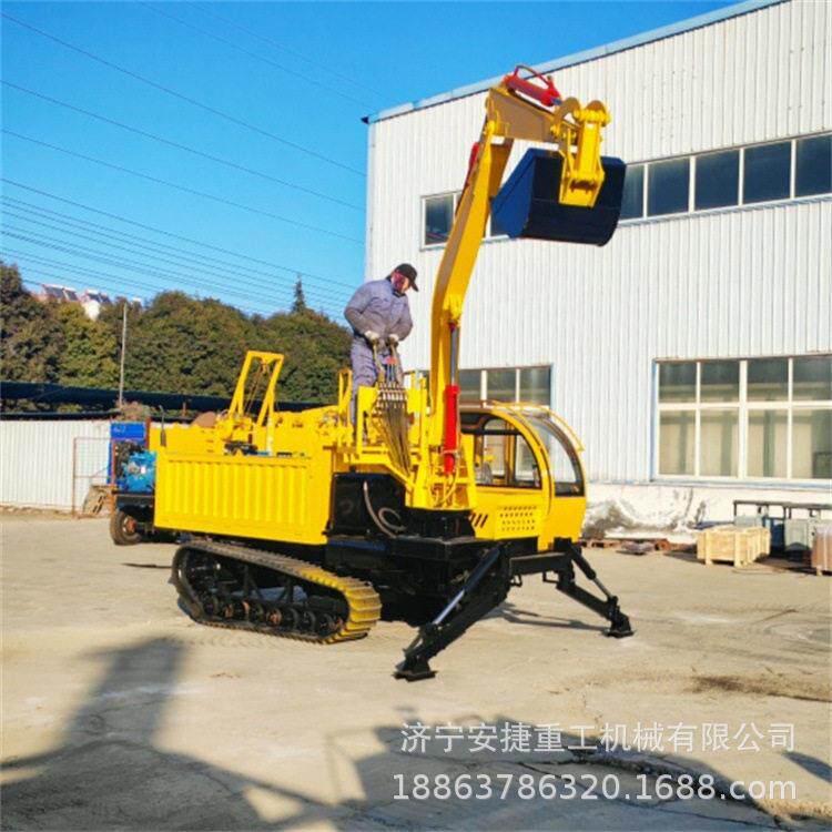 全地形履带随车挖8吨爬山虎工程挖掘机链轨式抓挖一体自卸车