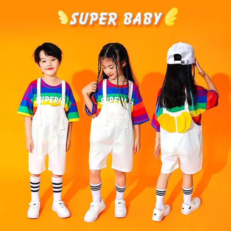 幼儿园毕业表演服儿童可爱背带裤合唱服装小学生啦啦队演出服夏季