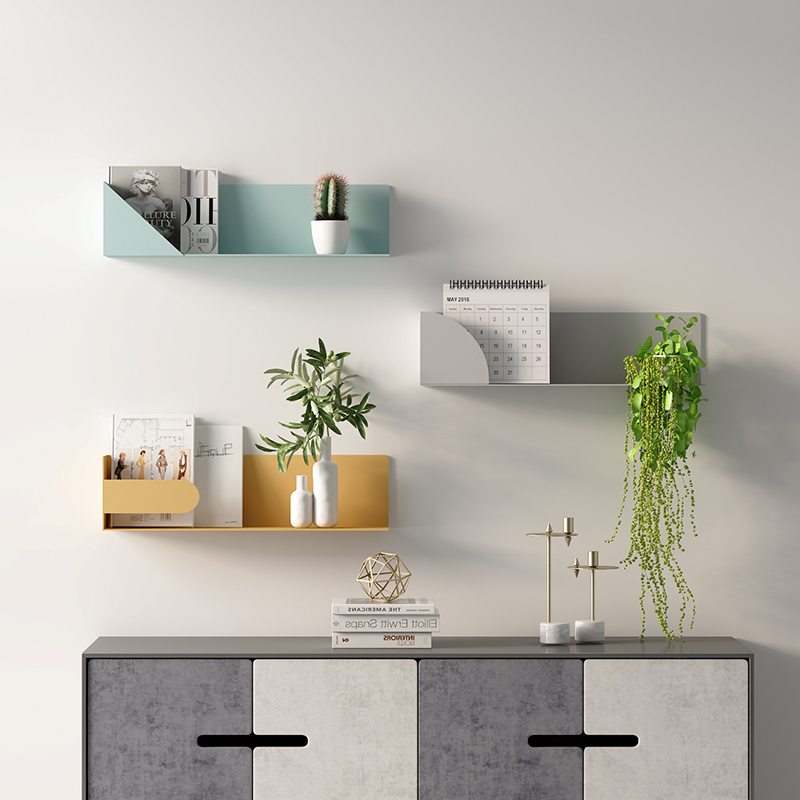 北欧墙上铁艺置物架客厅电视沙发