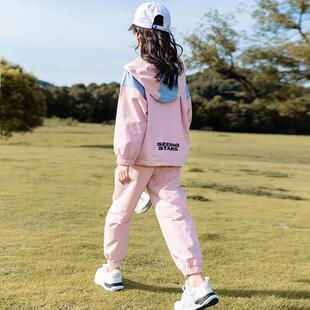 女童套装春秋2025新款韩版儿童休闲运动服两件套装时髦洋气中大童