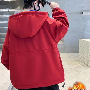 2025新款秋冬季中大童百搭加绒加厚冬天男童外套冬款儿童时尚冬装