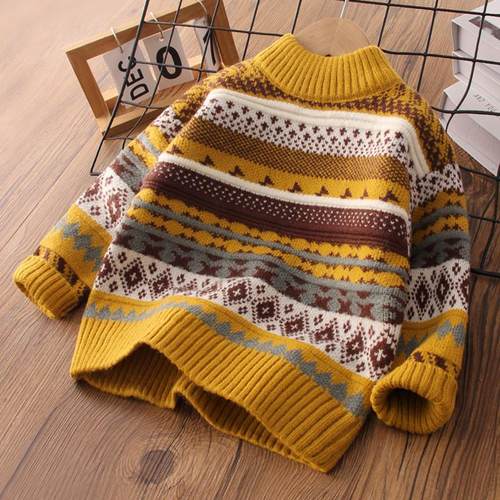 男童半高领毛衣秋冬款2025新款儿童冬季加绒加厚毛线衣男孩针织衫