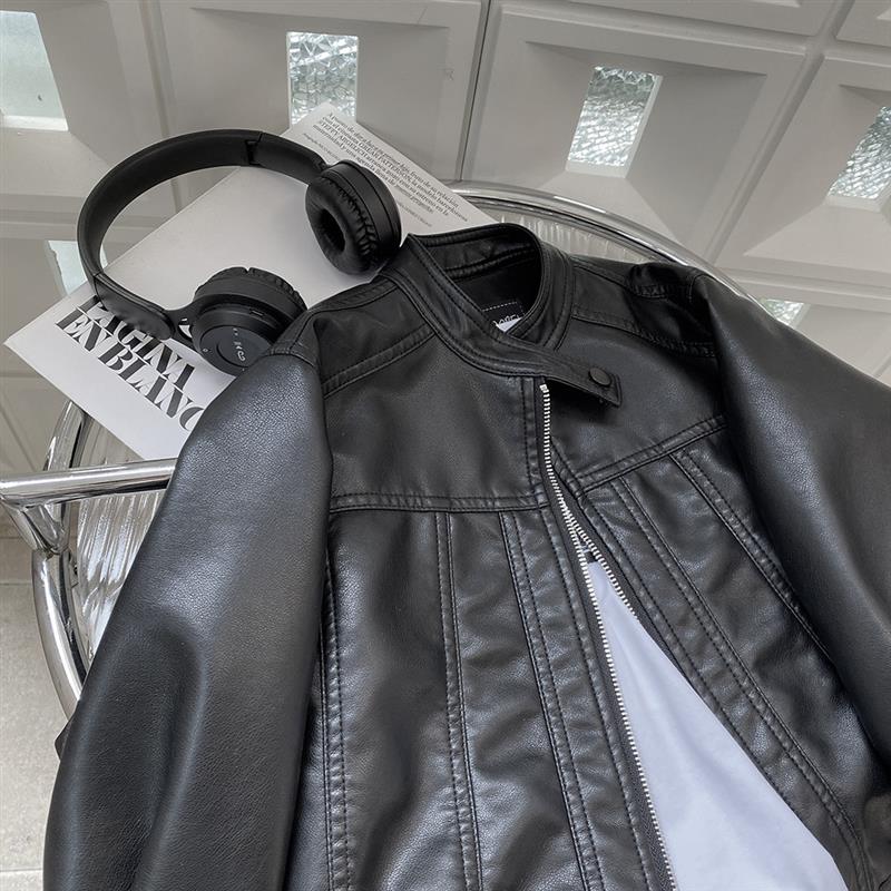 男孩夹克黑色痞帅中大童立领机车服2025新款男童皮衣春秋外套