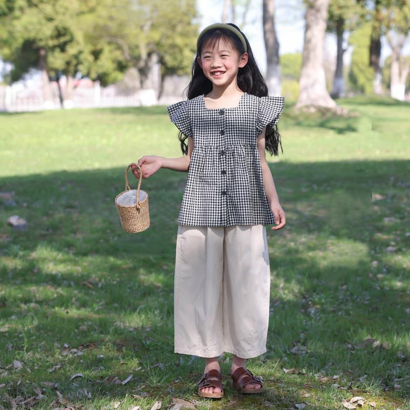 女童休闲裤2025夏季薄款新款儿童纯棉阔腿防蚊裤女宝宝宽松长裤子