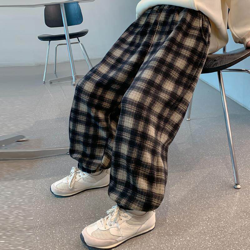 女童春装裤子2025新款儿童洋气女孩春秋裤子春季格子休闲运动长裤