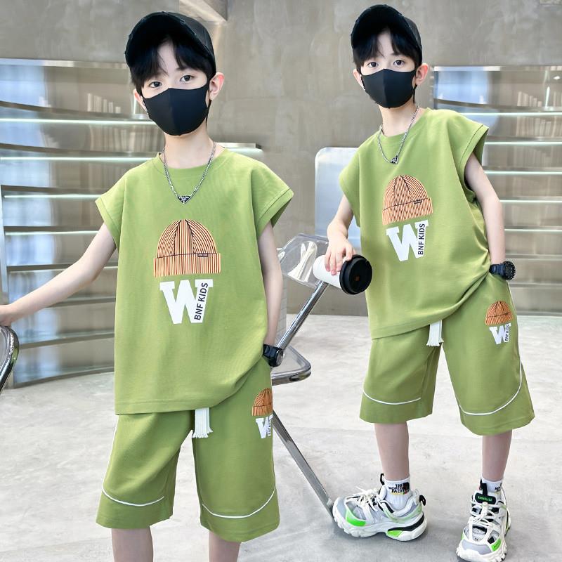 儿童装男童短袖t恤夏装套装男孩衣服夏季2025新款背心纯棉中大童