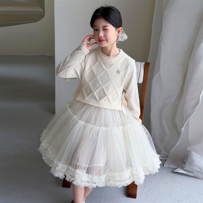 女童洋装套装2026春秋新款儿童春季洋派时髦女孩公主马甲两件套