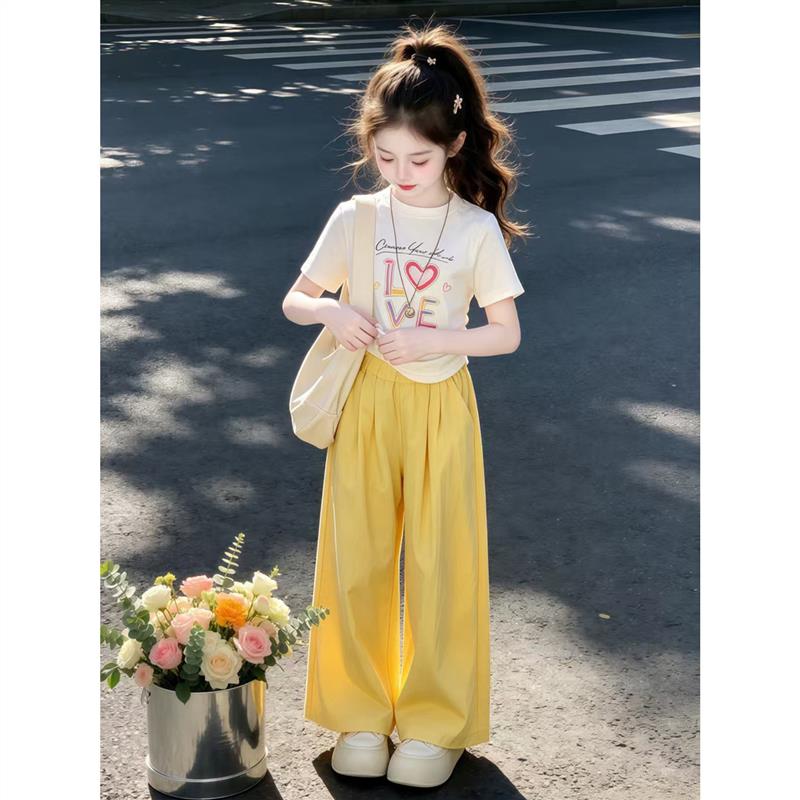 女童夏装2026新款儿童洋派夏季短袖T恤套装大童女孩今年流行爆款图片