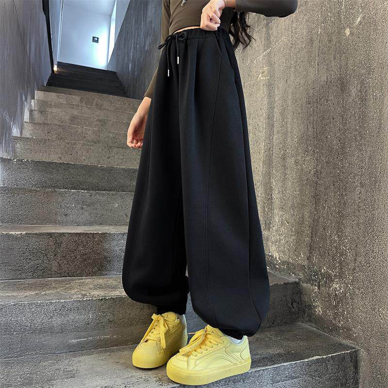 女童裤子2025新款今年流行爆款儿童春秋装卫裤女孩大童黑色运动裤